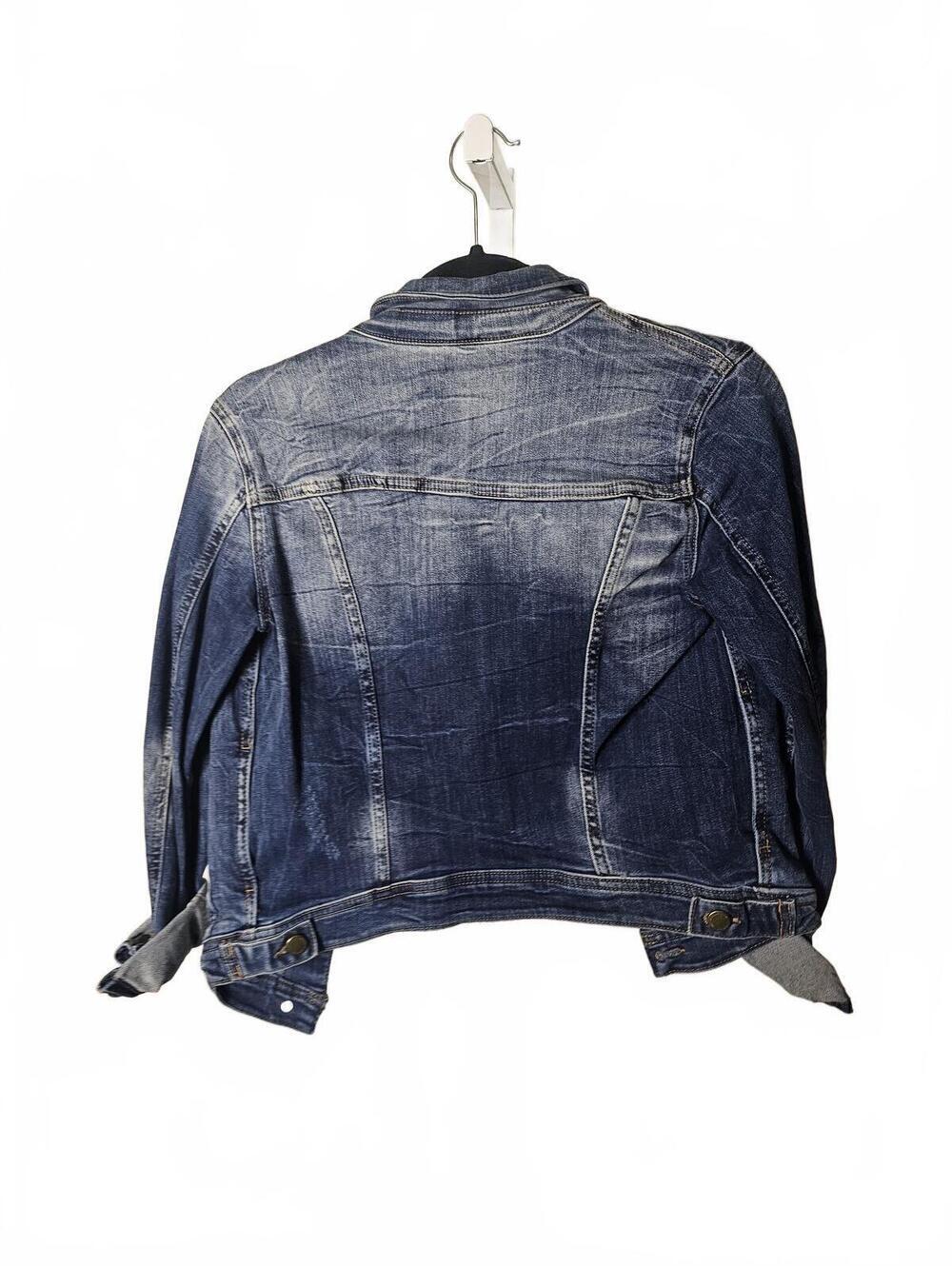 Classic Blue Denim Jacket with Grey Inner Lining - Picture 2 of 3